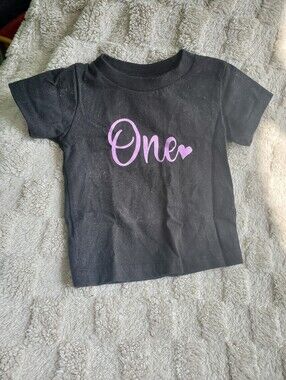 Black Kids 'One' Tee with Pink Script